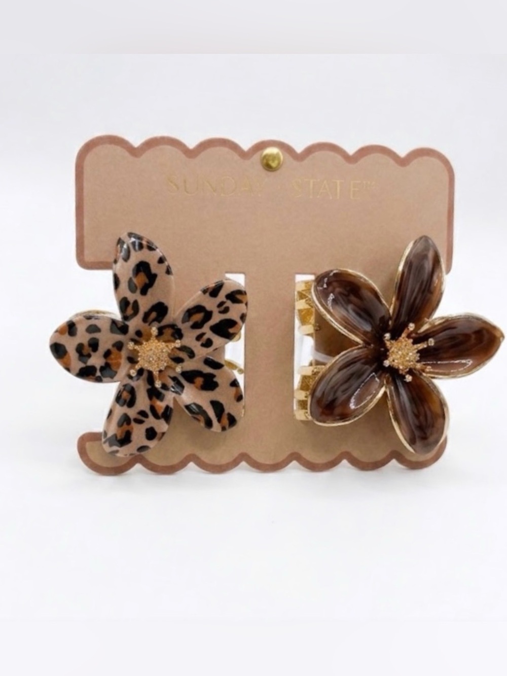 NWT ⚜️🤎⚜️ Sunday State Floral Hair Claw Enamel Clips set of 2